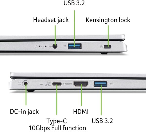 Acer Aspire 3 A314-36P-35UU Slim Laptop | 14.0" Full HD IPS Display | Intel Core i3-N305 Processor | Intel UHD Graphics | 8GB LPDDR5 | 128GB NVMe SSD | Wi-Fi 6 | Windows 11 Home in S Mode,Silver - Image 5