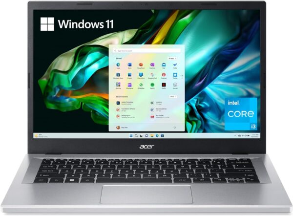 Acer Aspire 3 A314-36P-35UU Slim Laptop | 14.0" Full HD IPS Display | Intel Core i3-N305 Processor | Intel UHD Graphics | 8GB LPDDR5 | 128GB NVMe SSD | Wi-Fi 6 | Windows 11 Home in S Mode,Silver