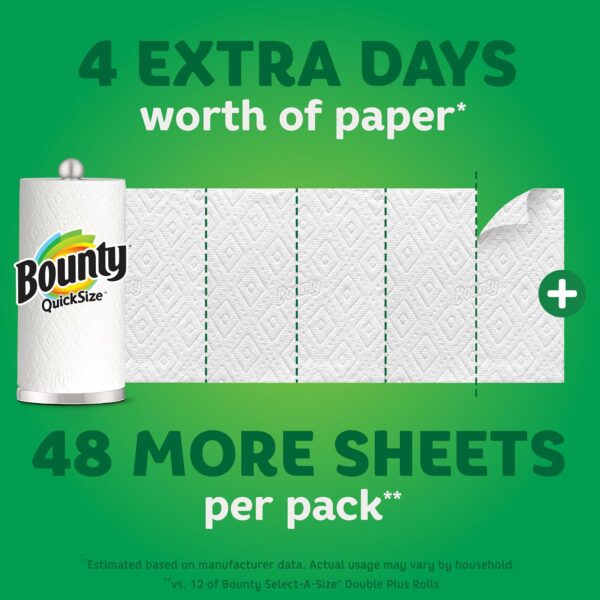 Bounty Quick-Size Paper Towels, White, 12 Family Rolls = 30 Regular Rolls - Image 4