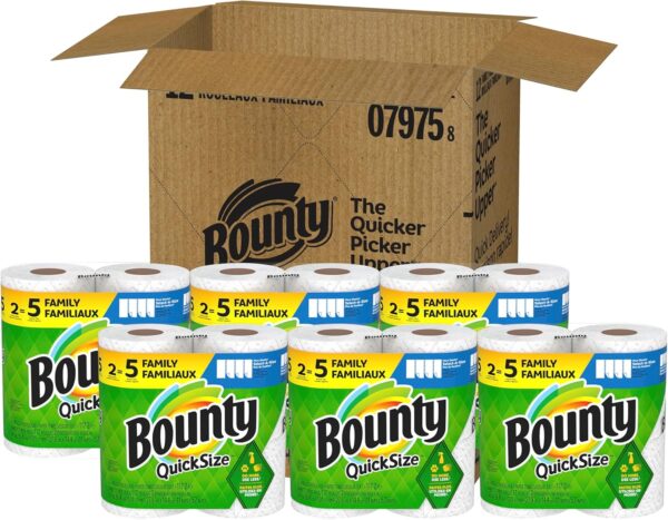 Bounty Quick-Size Paper Towels, White, 12 Family Rolls = 30 Regular Rolls - Image 7