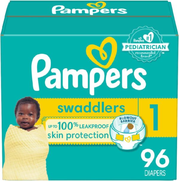 Pampers Baby Diapers - Swaddlers - Size 1, 96 Count, Ultra Absorbent Disposable Infant Diaper