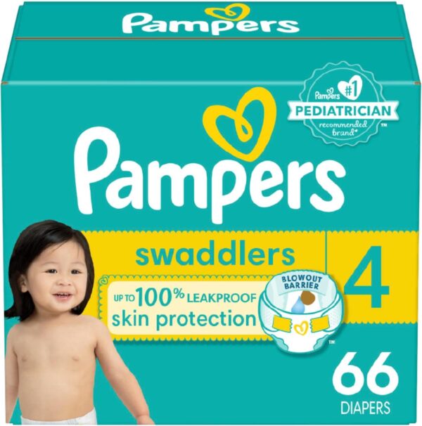 Pampers Baby Diapers - Swaddlers - Size 4, 66 Count, Ultra Absorbent Disposable Infant Diaper