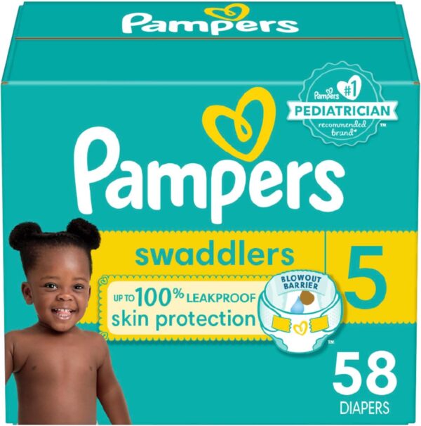 Pampers Baby Diapers - Swaddlers - Size 5, 58 Count, Ultra Absorbent Disposable Infant Diaper