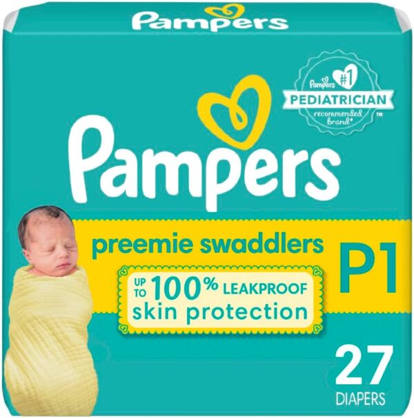 Pampers Baby Diapers - Swaddlers - Size P1, 27 Count, Ultra Absorbent Disposable Preemie Diaper